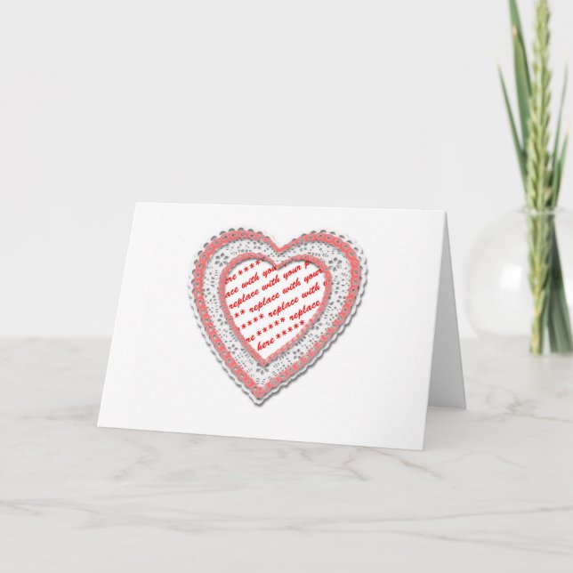 Laced Heart Shaped Photo Frame Card (Front)