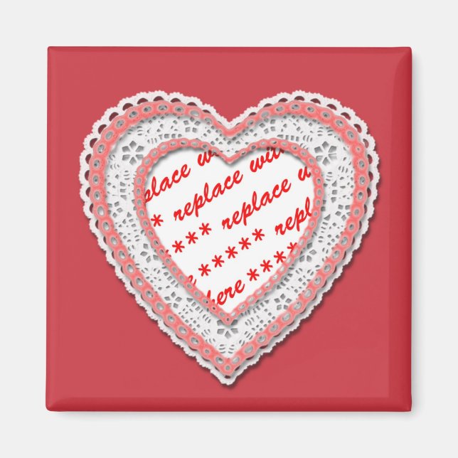 Laced Heart Shaped Photo Frame Magnet (Front)
