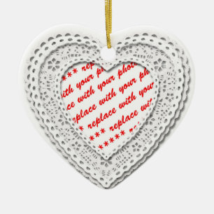 Laced Heart Shaped Photo Frame Template Ceramic Ornament