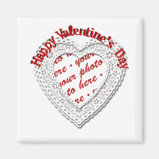 Laced Heart Shaped Valentine Photo Frame Magnet