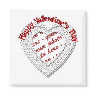 Laced Heart Shaped Valentine Photo Frame Magnet
