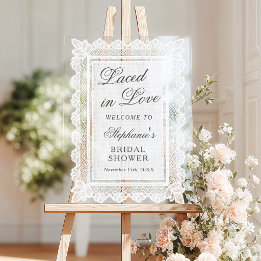 Laced in Love Lace Bridal Shower Welcome Acrylic Sign