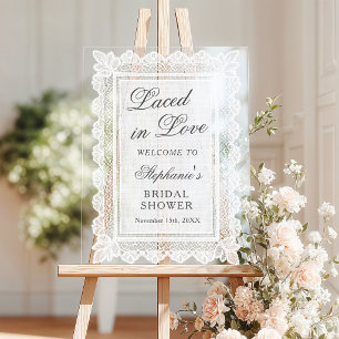 Laced in Love Lace Bridal Shower Welcome Acrylic Sign