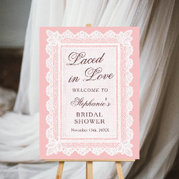 Laced in Love Pink Lace Bridal Shower Welcome Sign