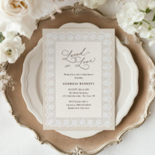 Laced in Love Soft Neutral Bridal Shower Invitation