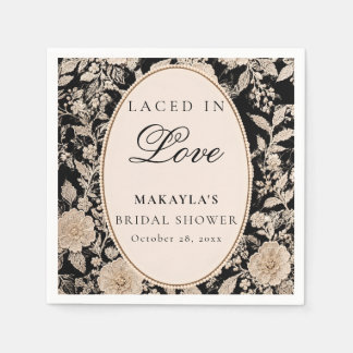 Laced In Love Vintage Black Floral Bridal Shower Napkins