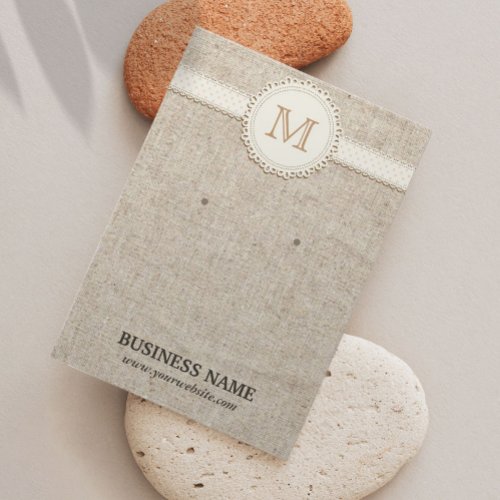 Laced Monogram Burlap Earring Display Cards Business Card