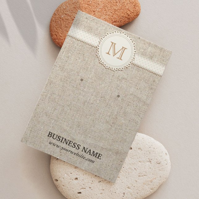 Laced Monogram Burlap Earring Display Cards (Creator Uploaded)