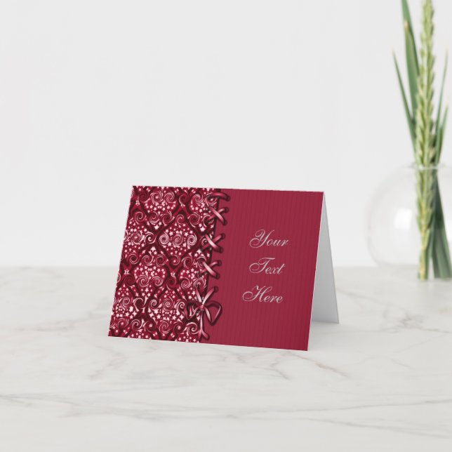 Laced Red Pattern Decorative Note Card (Front)