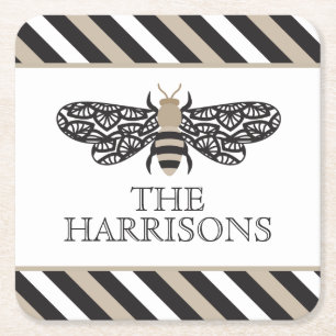 Lacewing Bee Personalized Paper Coasters