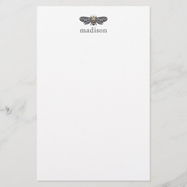 Lacewing Bee Personalized Stationery (Front)