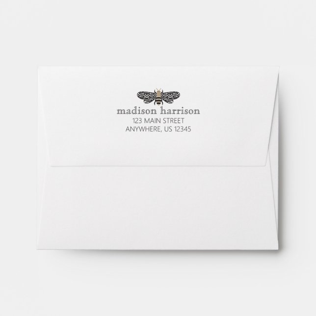 Lacewing Bee Personalized Stationery Envelopes (Back (Top Flap))