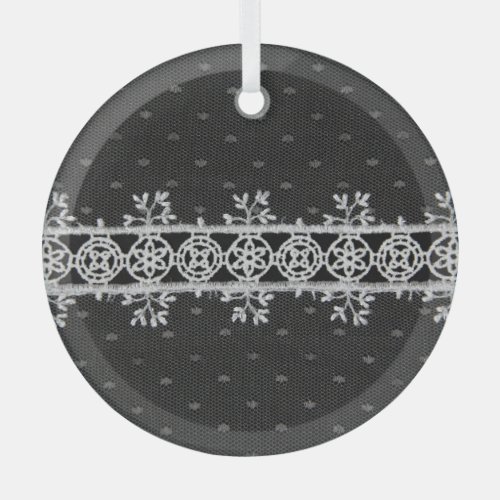 Lacework Line on Black Glass Ornament