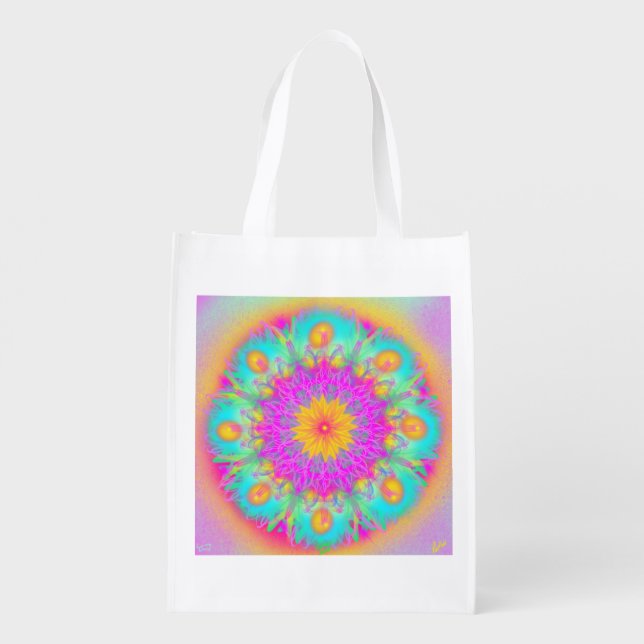 Lacey Daisy by pwrflwr Grocery Bag (Back)