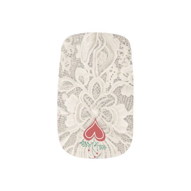 Lacey Ladies "Christmas Heart" Minx Nail Art (Left Thumb)
