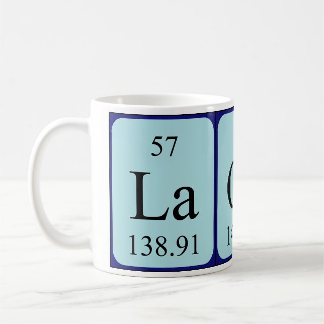 Lacey periodic table name mug (Left)