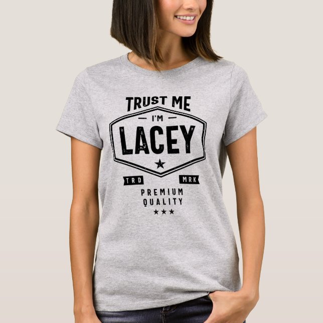 Lacey Personalized Name Birthday Gift T-Shirt (Front)