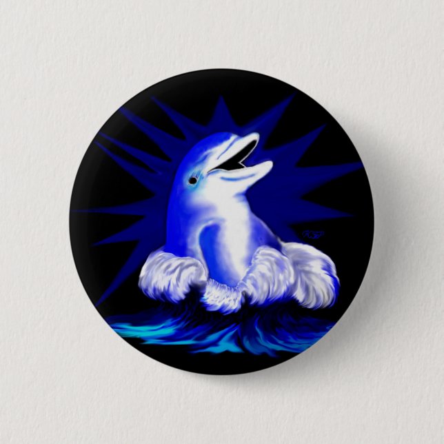 Lachender Delfin Pinback Button (Front)