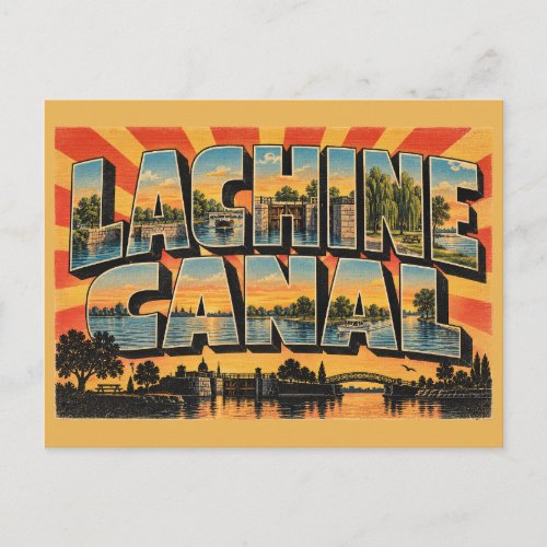 Lachine Canal QC Historic Locks Lake Art Postcard