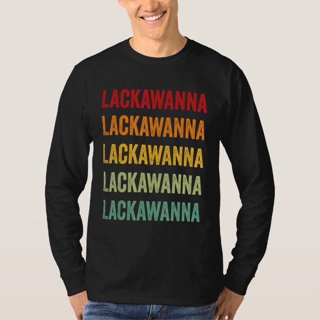Lackawanna County Pennsylvania Rainbow Text Design T-Shirt (Front)