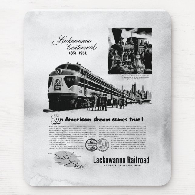 Lackawanna Railroad Centennial 1951 Mouse Pad (Front)