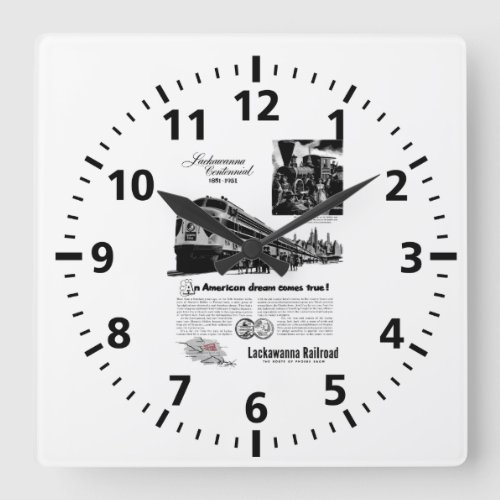 Lackawanna Railroad Centennial 1951  Square Wall Clock