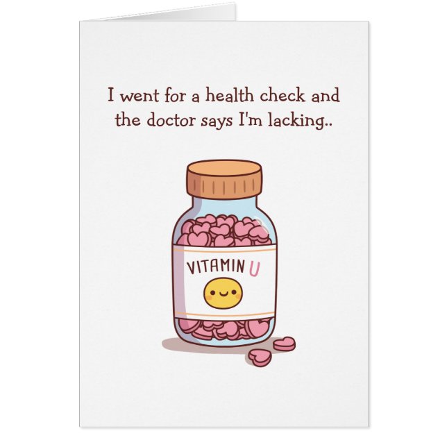 Lacking Vitamin U Funny Valentines Day Cards (Front)