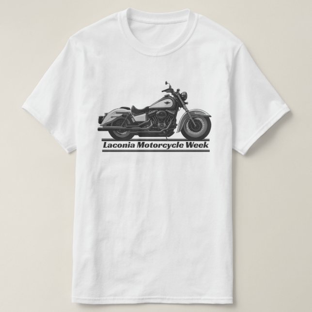 Laconia Motorcycle Week Black And White Biker Cool T-Shirt (Design Front)