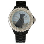 Lacquer Black German Shepherd At The Beach Watch at Zazzle