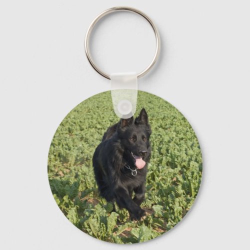 Lacquer Black German Shepherd Keychain