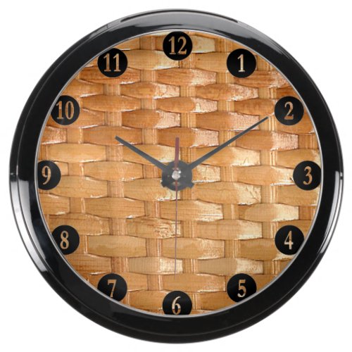 Lacquer Wicker Basketweave Texture Look Aqua Clock