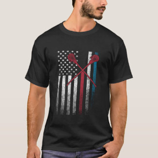Lacrosse 4th of July American Flag USA America Boy T-Shirt