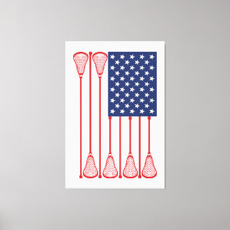 Lacrosse American Flag Art Canvas Print