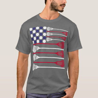 lacrosse american flag black T-Shirt