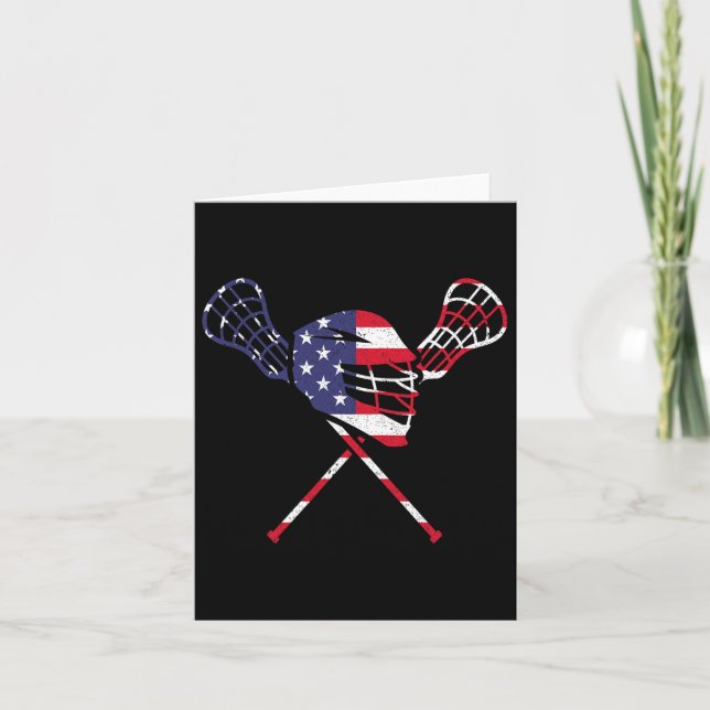 Lacrosse American Flag  Card (Front)