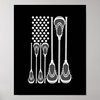 Lacrosse American Flag Cross Lacrosse Sticks men Poster