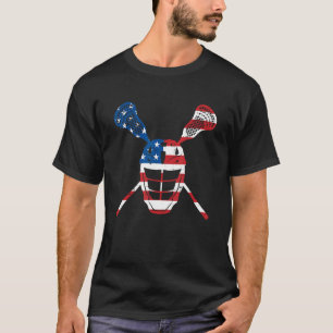 Lacrosse American Flag Helmet Patriotic Athlete Pl T-Shirt