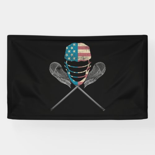 Lacrosse American Flag Lax Helmet And Stick Banner