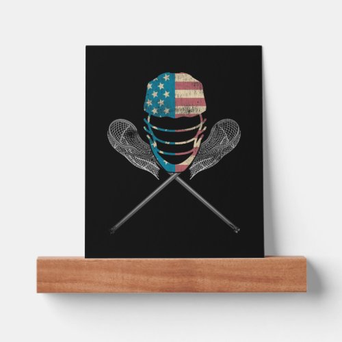 Lacrosse American Flag Lax Helmet And Stick   Picture Ledge