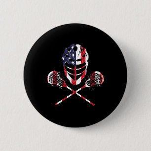 Lacrosse American Flag Lax Helmet Sticks 4th Of Ju Button
