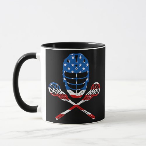 Lacrosse American Flag Lax Helmet Sticks 4th Of Mug
