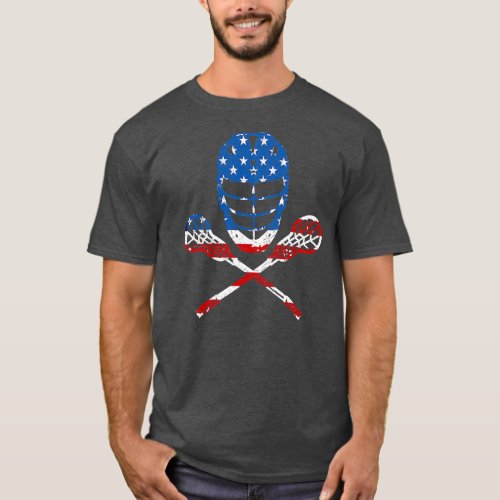 Lacrosse American Flag Lax Helmet Sticks 4th Of T_Shirt