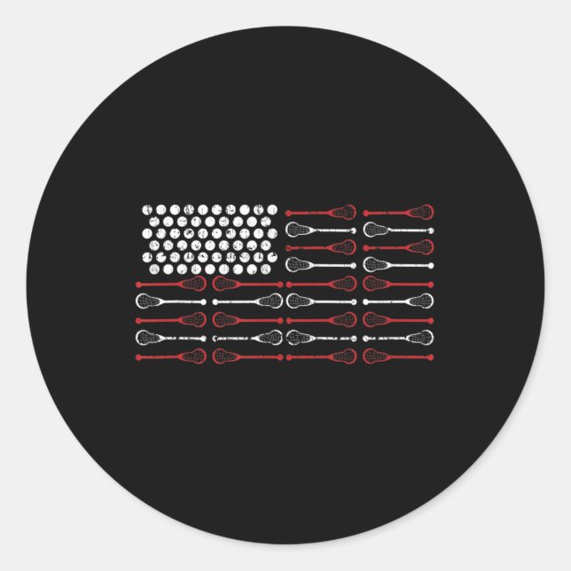 Lacrosse American Flag Lax Mom design  Classic Round Sticker (Front)