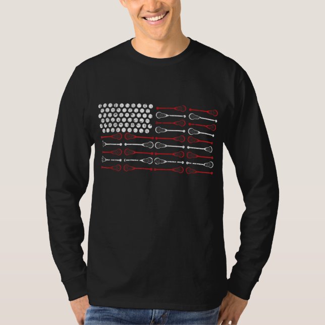 Lacrosse American Flag Lax Mom design T-Shirt (Front)