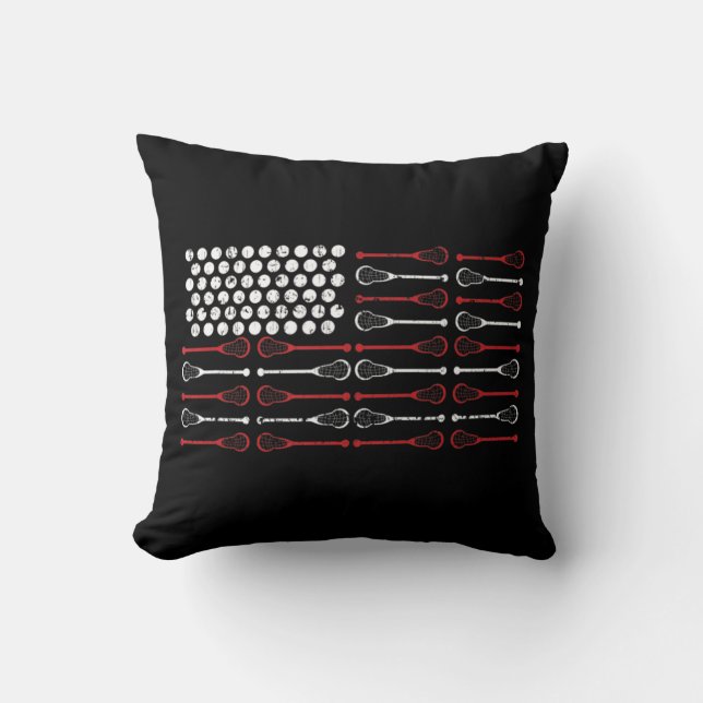 Lacrosse American Flag Lax Mom design  Throw Pillow (Front)