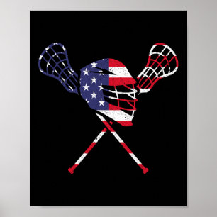 Lacrosse American Flag Poster
