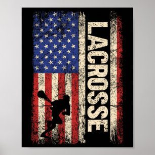 Lacrosse American Us Flag Sport Team Players Stick Poster