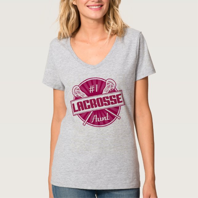 Lacrosse Aunt Name & Number Back Print T-Shirt (Front)