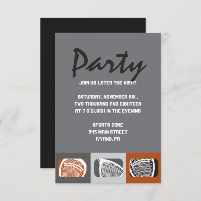 LACROSSE Bar Mitzvah Invitation Reception Card (Front/Back)