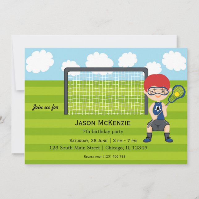 Lacrosse Birthday boy Invitation (Front)